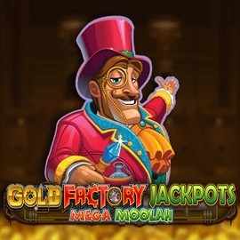 Gold Factory Jackpots Mega Moolah casino game by Aurum Signature Studios – featured logo at GQbet Casino