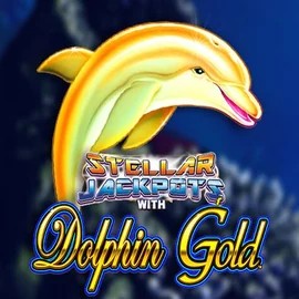 Dolphin Gold with Stellar Jackpots online game logo by Lightning Box Game on gq-bets.nl